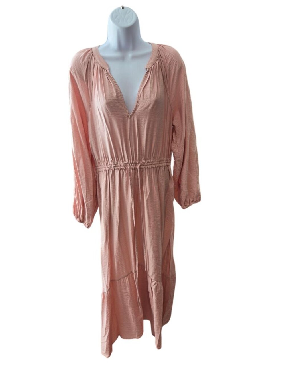 A New Day XS Blush Pink Maxi Dress Long Sleeve Boho Romantic Cottagecore Resort